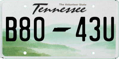 TN license plate B8043U
