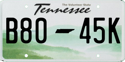 TN license plate B8045K