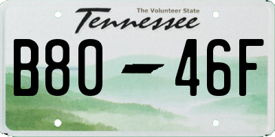 TN license plate B8046F