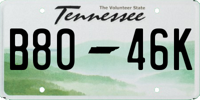 TN license plate B8046K