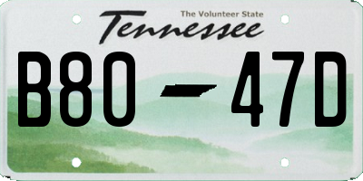 TN license plate B8047D