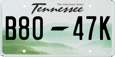 TN license plate B8047K