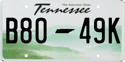 TN license plate B8049K