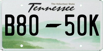 TN license plate B8050K