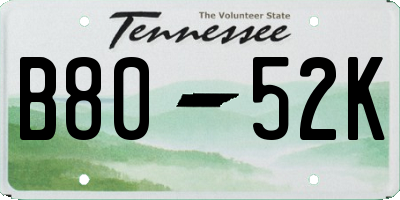 TN license plate B8052K