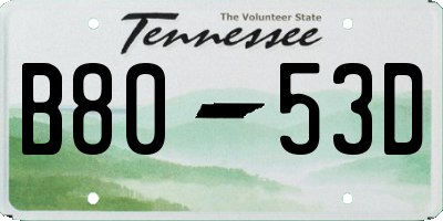 TN license plate B8053D