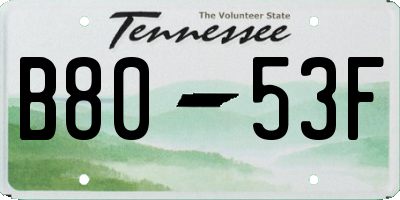 TN license plate B8053F