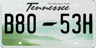 TN license plate B8053H