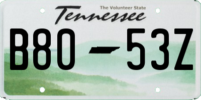 TN license plate B8053Z
