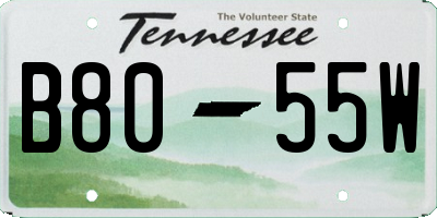 TN license plate B8055W