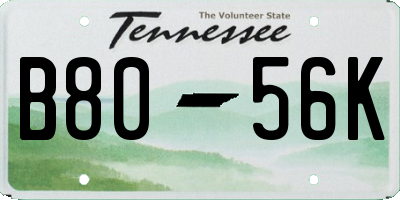 TN license plate B8056K