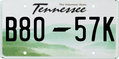 TN license plate B8057K