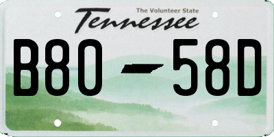 TN license plate B8058D