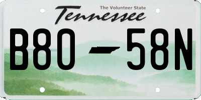 TN license plate B8058N