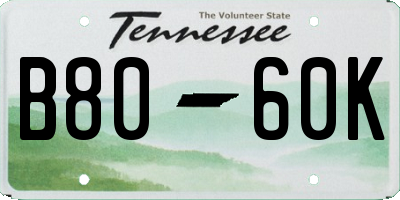 TN license plate B8060K
