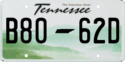 TN license plate B8062D