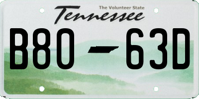 TN license plate B8063D