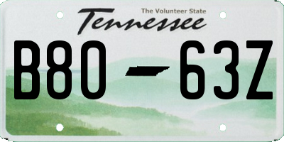 TN license plate B8063Z