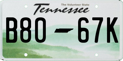 TN license plate B8067K