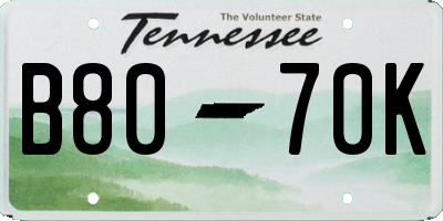 TN license plate B8070K