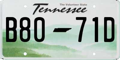 TN license plate B8071D