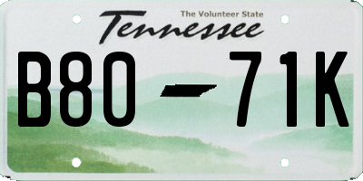 TN license plate B8071K