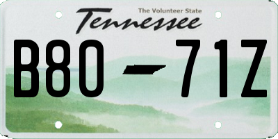 TN license plate B8071Z