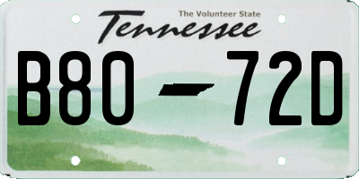 TN license plate B8072D