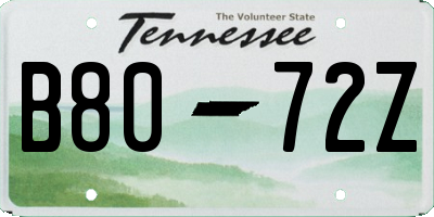 TN license plate B8072Z