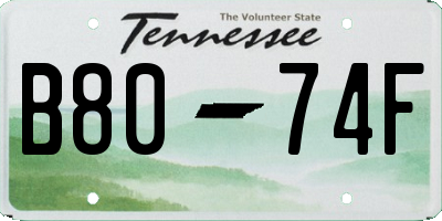 TN license plate B8074F
