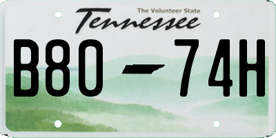 TN license plate B8074H