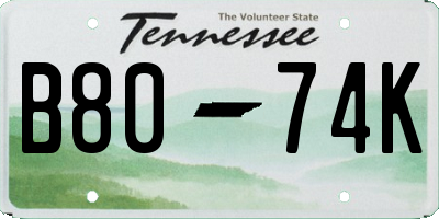 TN license plate B8074K
