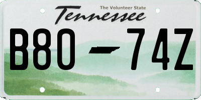 TN license plate B8074Z