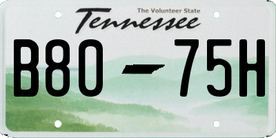 TN license plate B8075H