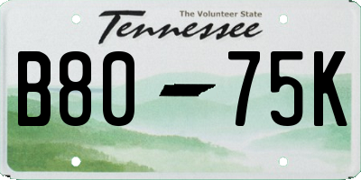 TN license plate B8075K