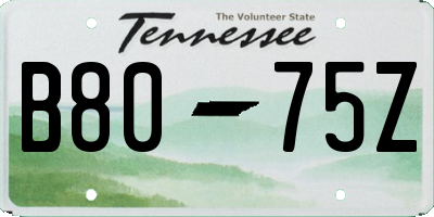 TN license plate B8075Z