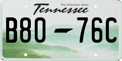 TN license plate B8076C