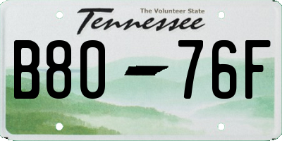 TN license plate B8076F