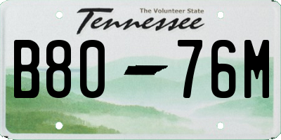 TN license plate B8076M