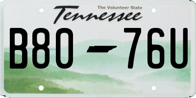 TN license plate B8076U