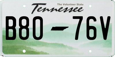 TN license plate B8076V