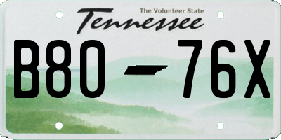 TN license plate B8076X