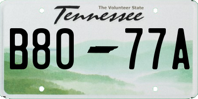 TN license plate B8077A