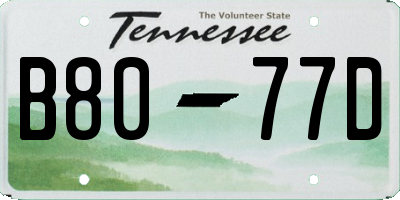 TN license plate B8077D