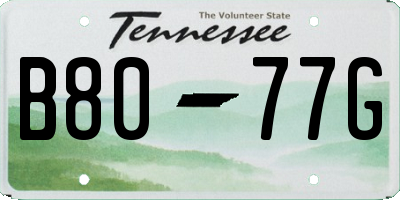 TN license plate B8077G