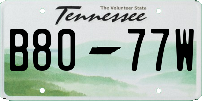 TN license plate B8077W