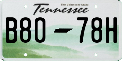 TN license plate B8078H