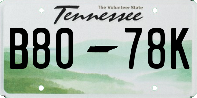 TN license plate B8078K
