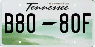 TN license plate B8080F