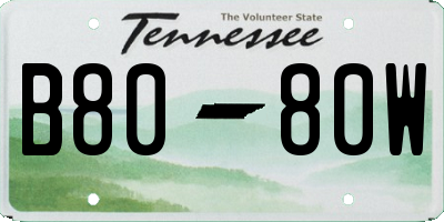 TN license plate B8080W